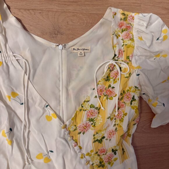 For Love and Lemons Savannah Puff Sleeve Mini Dress Lemons Size M - Picture 4 of 5